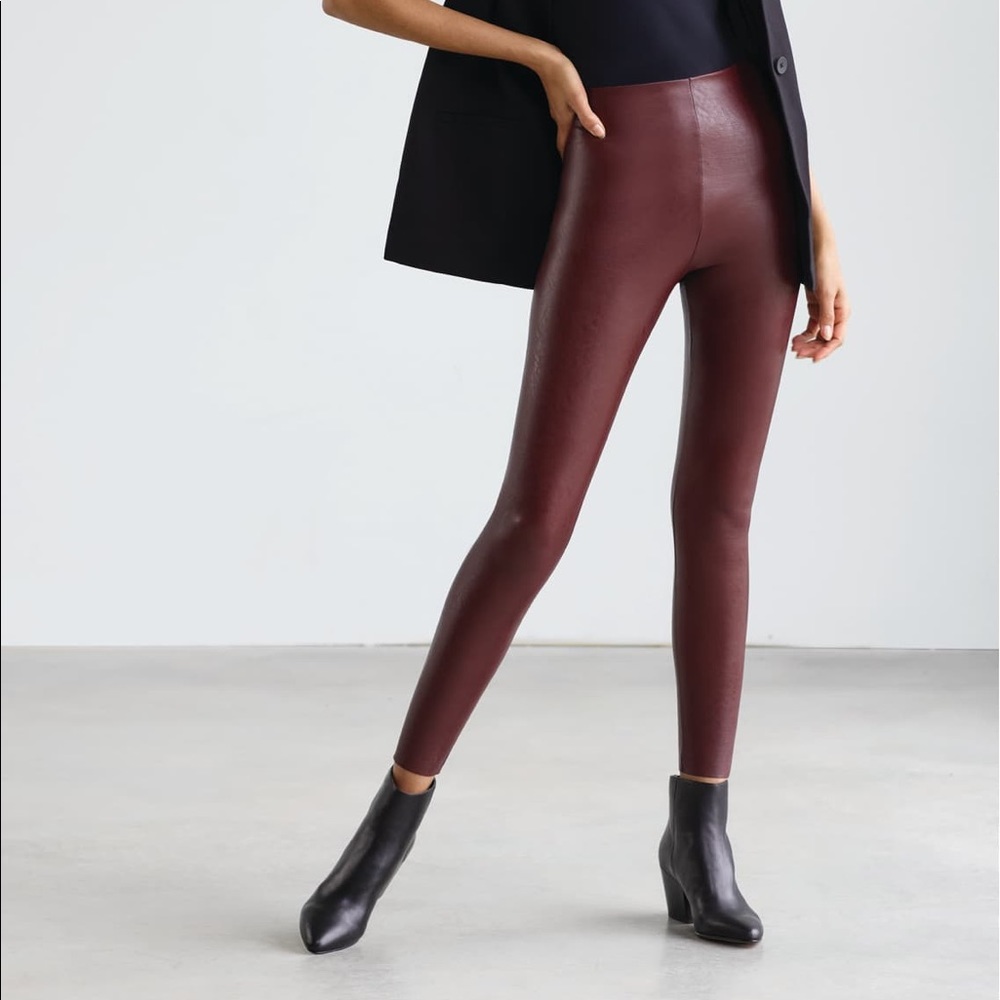Perfect Control Faux Leather Leggings in Oxblood